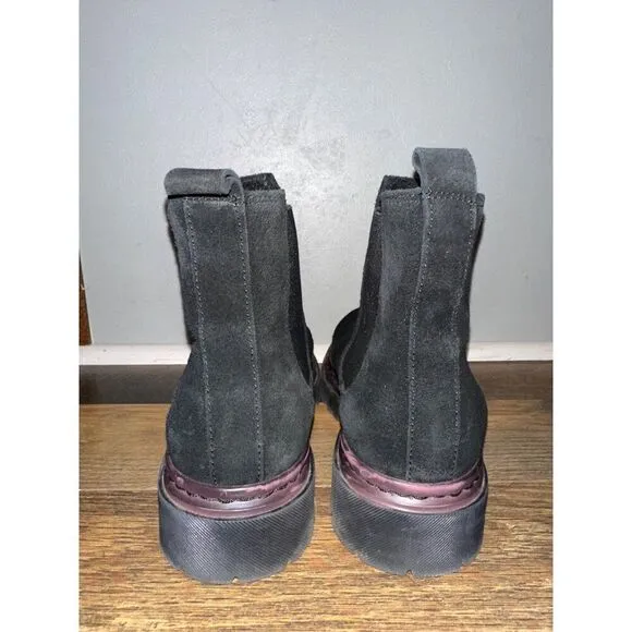 Danessa Black Leather Suede Chelsea Lug Sole Boots- Made in Portugal  Size 39/ 8