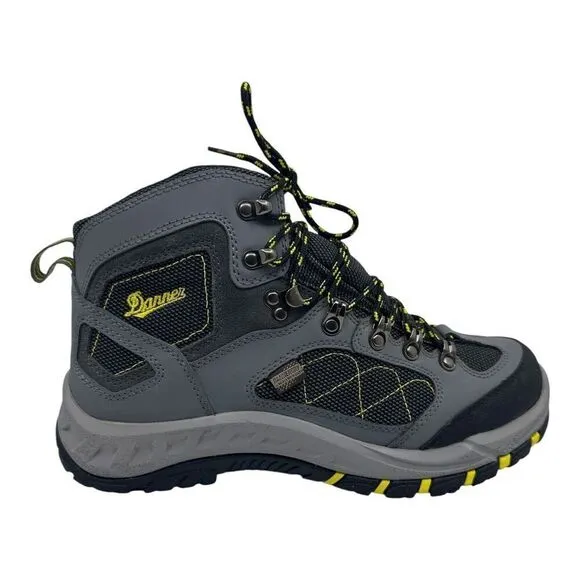 Danner Mens Trailtrek 4.5&quot; Hiking Boots Gray &amp; Yellow Leather/Fabric Up US 8 EE