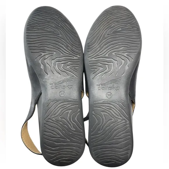 Dansko Lea Black Leather Slingback Flats Shoe Size 38 US 7.5 / 8 Classic Preppy