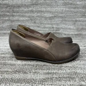 Dansko Liliana Brown Leather Slip On Almond Toe Loafer Shoes Sz 8 US 38 EU