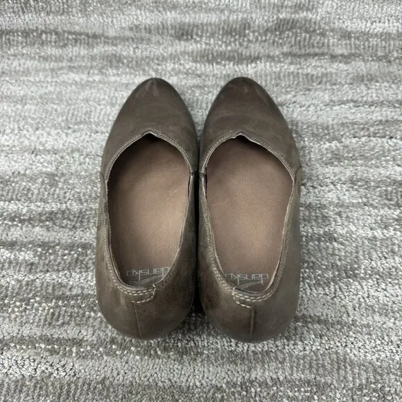 Dansko Liliana Brown Leather Slip On Almond Toe Loafer Shoes Sz 8 US 38 EU