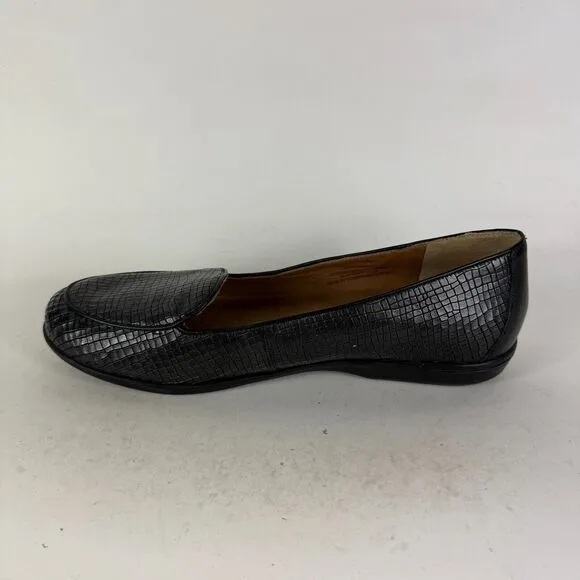 Dansko Nastacia Loafers Women's 9.5 Black Croc Leather Slip-On Low Top Shoes