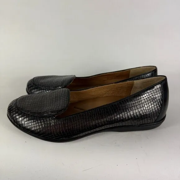 Dansko Nastacia Loafers Women's 9.5 Black Croc Leather Slip-On Low Top Shoes