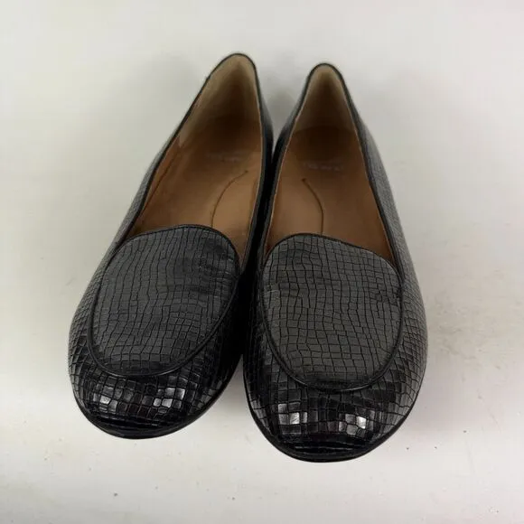 Dansko Nastacia Loafers Women's 9.5 Black Croc Leather Slip-On Low Top Shoes
