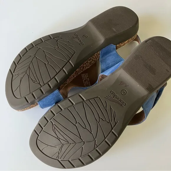 Dansko Reece sandal women sz 40 blue leather upper comfort shoe Velcro closure