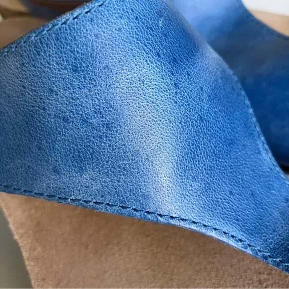 Dansko Reece sandal women sz 40 blue leather upper comfort shoe Velcro closure