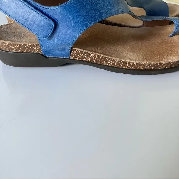Dansko Reece sandal women sz 40 blue leather upper comfort shoe Velcro closure