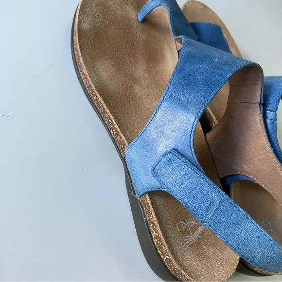 Dansko Reece sandal women sz 40 blue leather upper comfort shoe Velcro closure