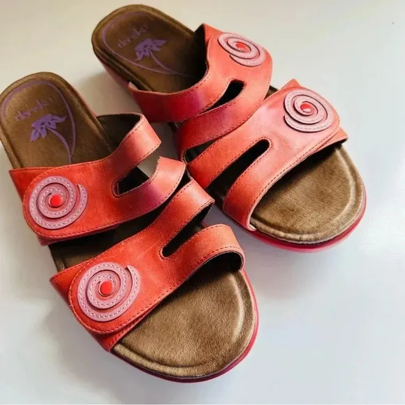 Dansko Sophie Arch Support Leather Wedge Sandals
