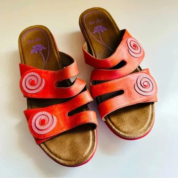 Dansko Sophie Arch Support Leather Wedge Sandals