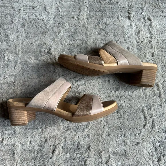 Dansko Theresa LeatherSuede Sandals Women's Size 38 New Blush Pink Rose Gold