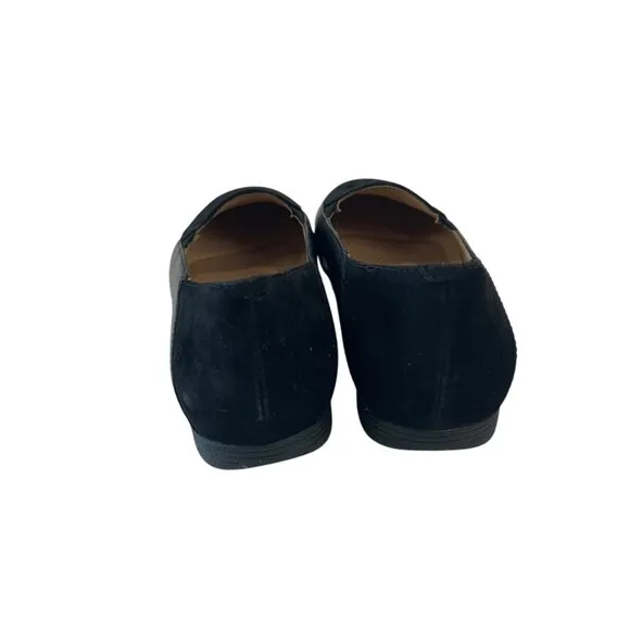 Dansko Womens Black Leather &amp; Suede Loafers Size 37 Comfortable Slip-On Shoes