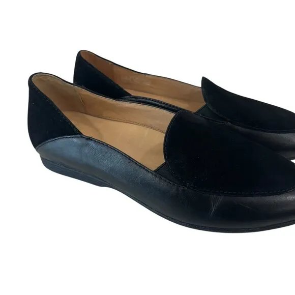Dansko Womens Black Leather &amp; Suede Loafers Size 37 Comfortable Slip-On Shoes