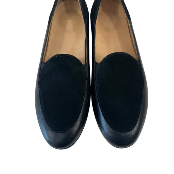 Dansko Womens Black Leather &amp; Suede Loafers Size 37 Comfortable Slip-On Shoes