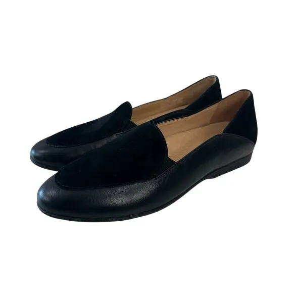 Dansko Womens Black Leather &amp; Suede Loafers Size 37 Comfortable Slip-On Shoes