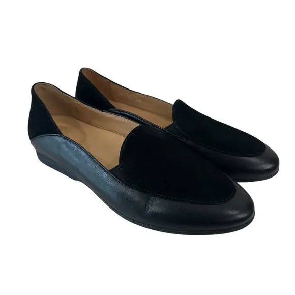 Dansko Womens Black Leather &amp; Suede Loafers Size 37 Comfortable Slip-On Shoes
