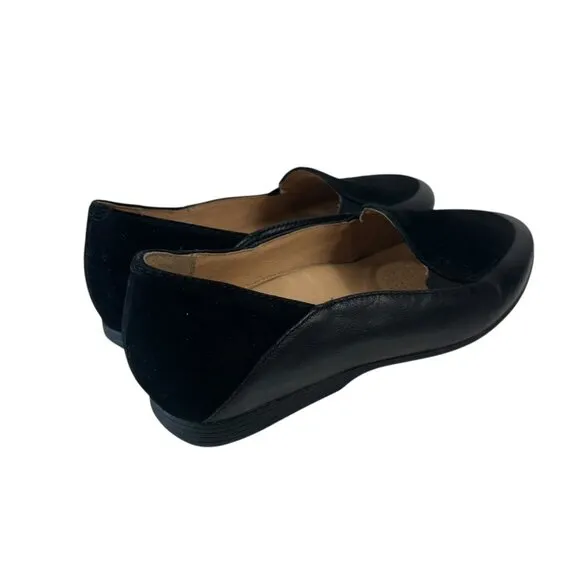 Dansko Womens Black Leather &amp; Suede Loafers Size 37 Comfortable Slip-On Shoes