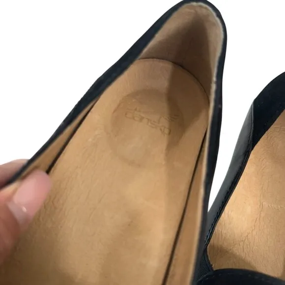 Dansko Womens Black Leather &amp; Suede Loafers Size 37 Comfortable Slip-On Shoes