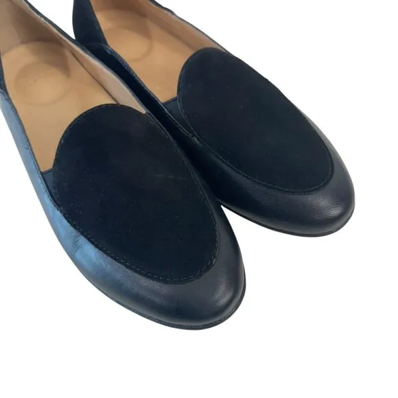 Dansko Womens Black Leather &amp; Suede Loafers Size 37 Comfortable Slip-On Shoes