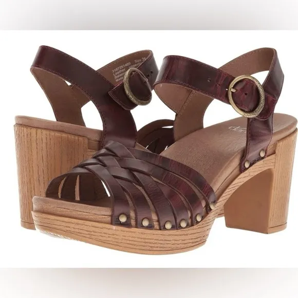 Dansko Women's Dawson Vintage Pull Up Sandal in Ruby NEW Size EU 38/US 7.5-8