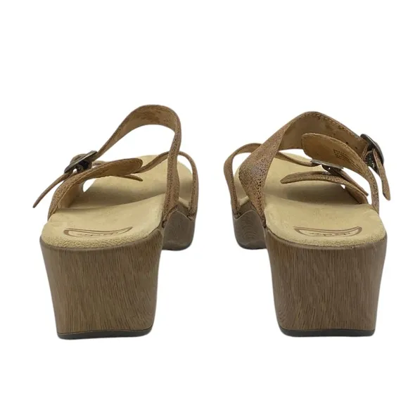 Dansko Women's Iridescent Tan Wedge Slide Sandals NWOB EU 42/11.5
