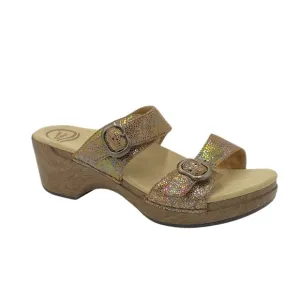Dansko Women's Iridescent Tan Wedge Slide Sandals NWOB EU 42/11.5