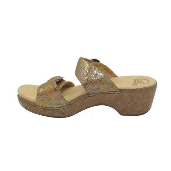 Dansko Women's Iridescent Tan Wedge Slide Sandals NWOB EU 42/11.5