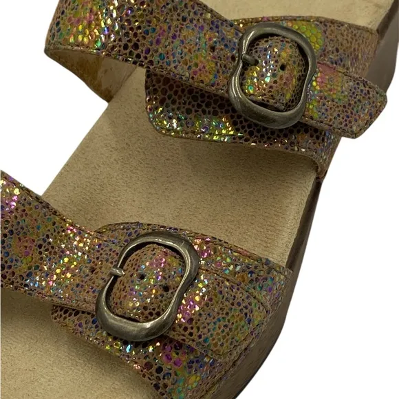 Dansko Women's Iridescent Tan Wedge Slide Sandals NWOB EU 42/11.5