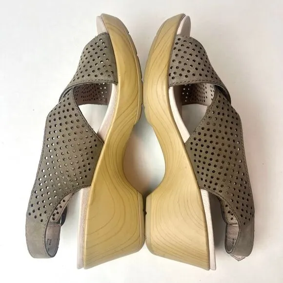 Dansko Women's Jacinda Platform Slingback Sandals Walnut Nubuck Sz 8.5-9