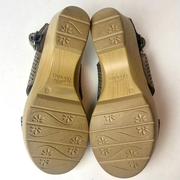 Dansko Women's Jacinda Platform Slingback Sandals Walnut Nubuck Sz 8.5-9
