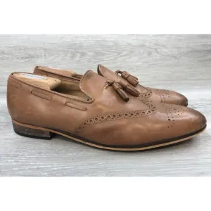 Dapper Shoes Co Genuine Leather Brown Classic Braided Tassel Loafer Sz 9