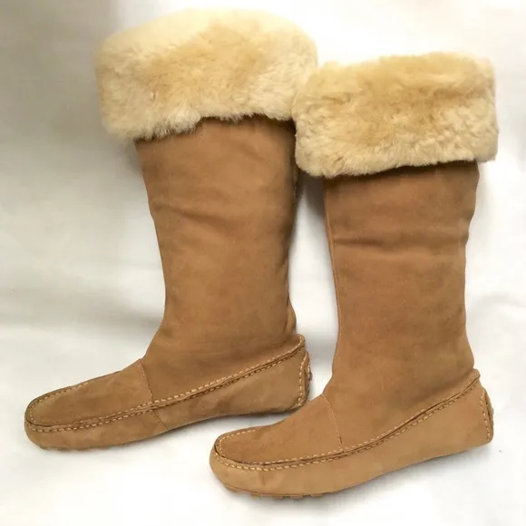 Dexter Brown Tan Camel Shearling Sheepskin Suede Leather Suede Winter Snow Boots