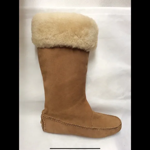 Dexter Brown Tan Camel Shearling Sheepskin Suede Leather Suede Winter Snow Boots