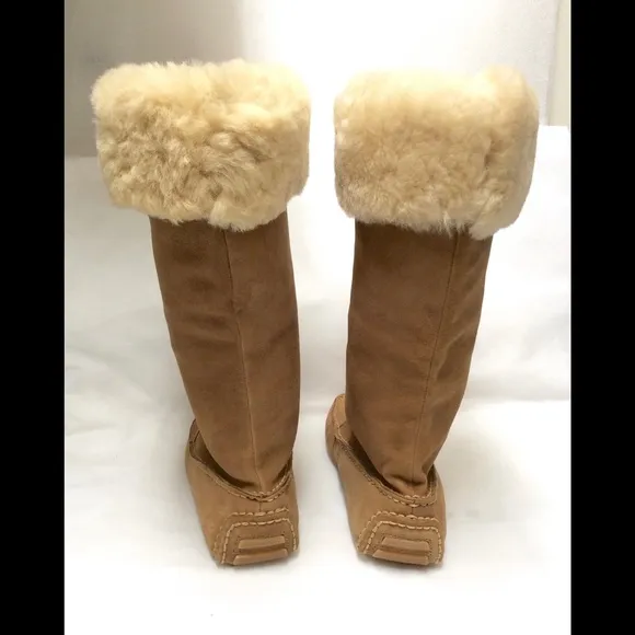 Dexter Brown Tan Camel Shearling Sheepskin Suede Leather Suede Winter Snow Boots