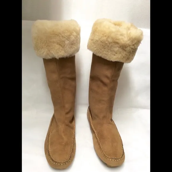Dexter Brown Tan Camel Shearling Sheepskin Suede Leather Suede Winter Snow Boots