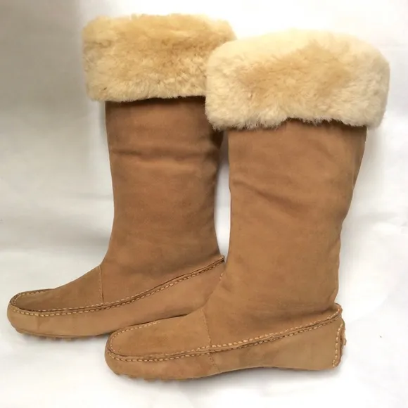 Dexter Brown Tan Camel Shearling Sheepskin Suede Leather Suede Winter Snow Boots