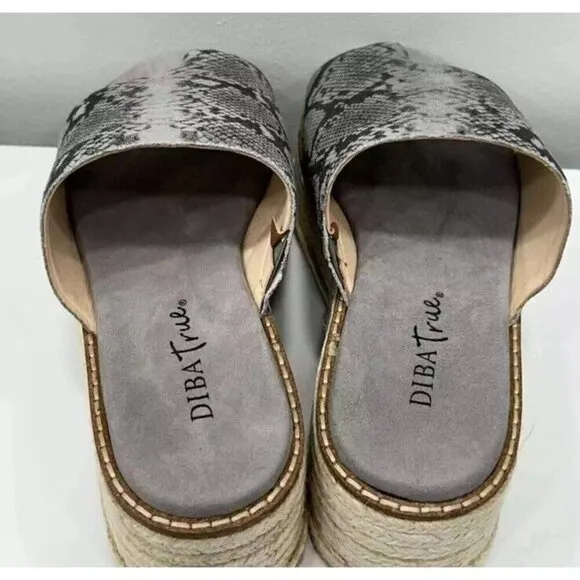 Diba True Demi Chase Snake Print Gray Wedge Sandal Espadrille New In Box Size 8