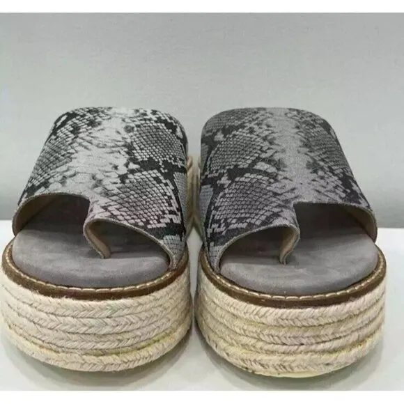 Diba True Demi Chase Snake Print Gray Wedge Sandal Espadrille New In Box Size 8