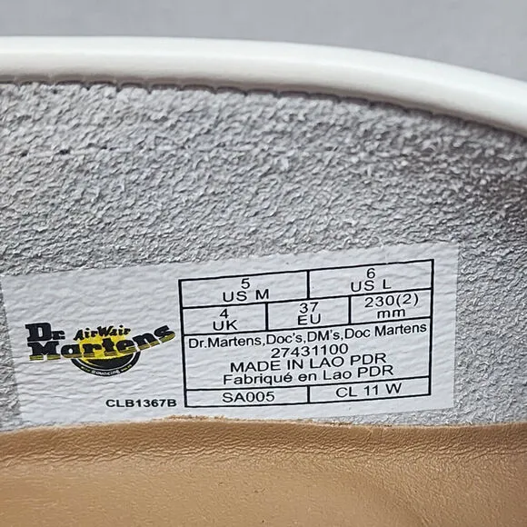 DOC MARTEN ADRIAN YELLOW STITCH WHITE LEATHER TASSEL LOAFERS SIZE M 5 W 6 NWOB
