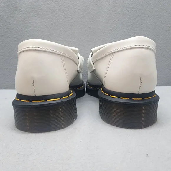 DOC MARTEN ADRIAN YELLOW STITCH WHITE LEATHER TASSEL LOAFERS SIZE M 5 W 6 NWOB