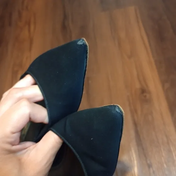 Dolce &amp; Gabbana Black Flats Slingback Charmeuse Shoes