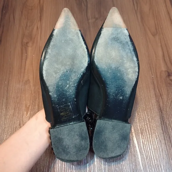Dolce &amp; Gabbana Black Flats Slingback Charmeuse Shoes