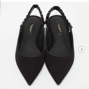 Dolce &amp; Gabbana Black Flats Slingback Charmeuse Shoes