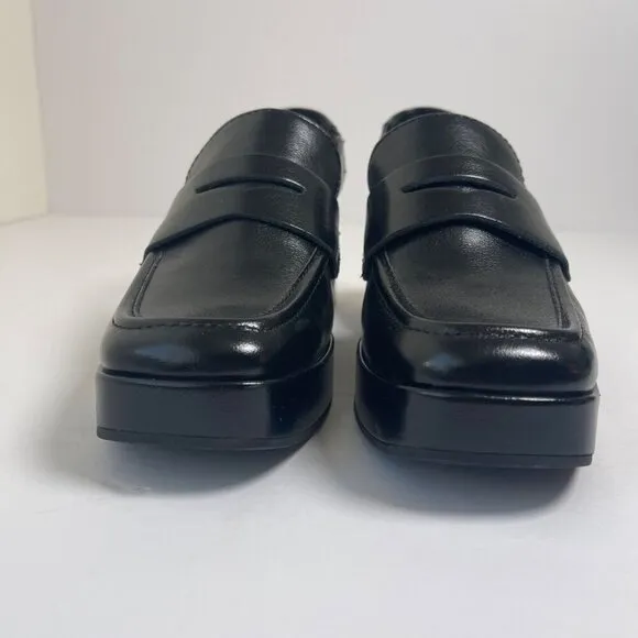 Dolce Vita Nada Womens Black Leather Platform Slingback Loafers Size 6.5