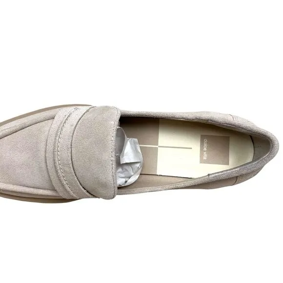 Dolce Vita Womens Penny Loafers Elias Suede‎ Chunky Platform Beige Size 11