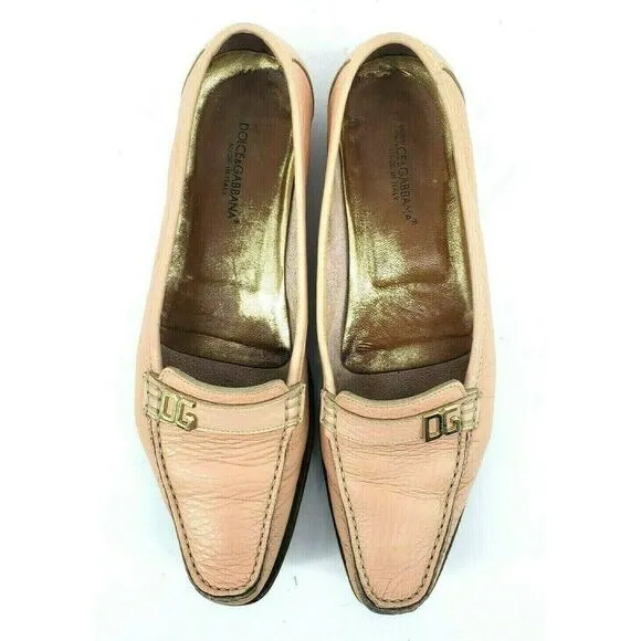 DOLCE &amp; GABBANA Pink Nude Loafer Shoes Flats