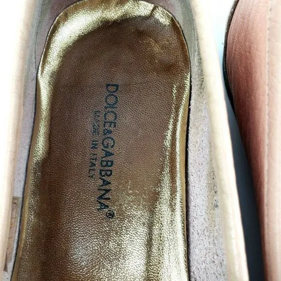 DOLCE &amp; GABBANA Pink Nude Loafer Shoes Flats