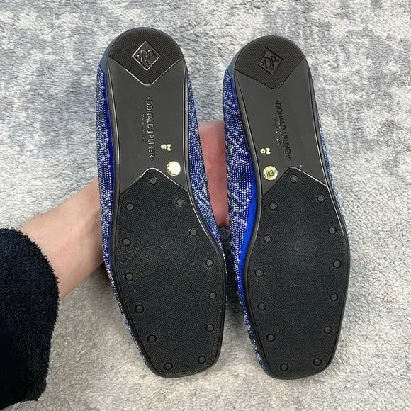 Donald J Pliner Aryn Beaded Aztec Loafer Slip On Flats Career Office Blue Sz 6
