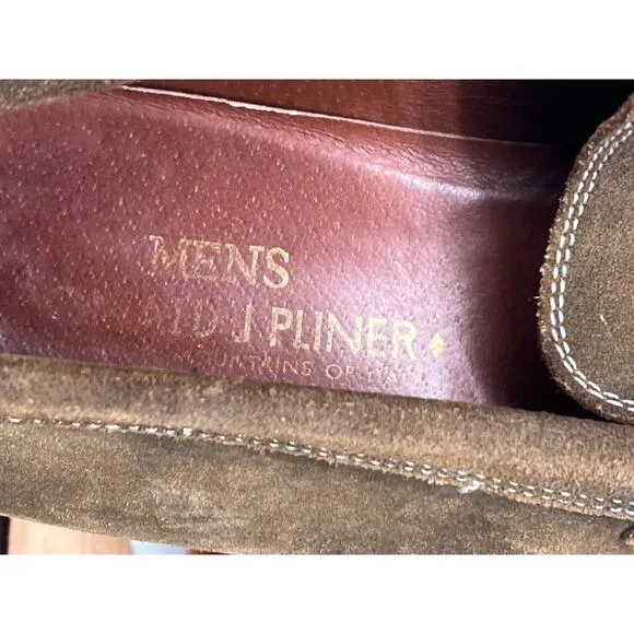 Donald J Pliner Lore Brown Suede Leather Slip On Loafer Bronze Accents Men's 10M
