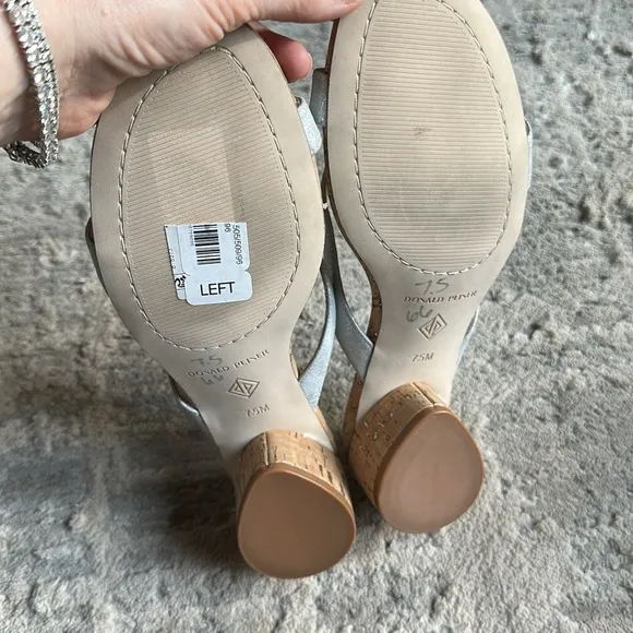 Donald Pliner Mida Cork Block Heel Comfort Slide Sandals Minimalist Leather 7.5